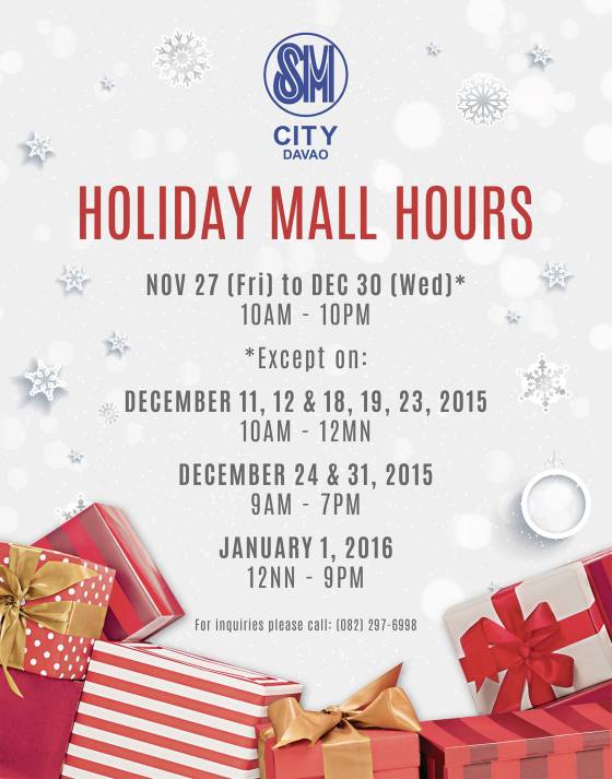 christmas mall hours 2015 sm city davao
