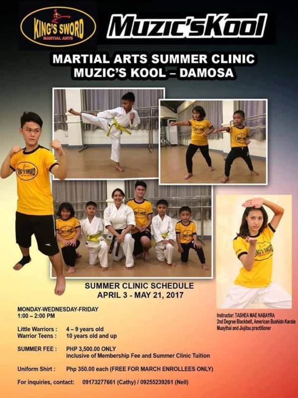 davao summer classes 2017 muzicskool kings sword martial arts