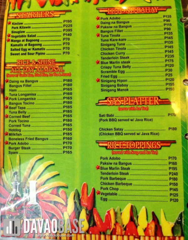 Suka at Sili menu 1