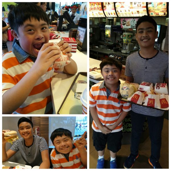 Little Joachim shares McDo Secret Menu burgers with his kuya Liam.