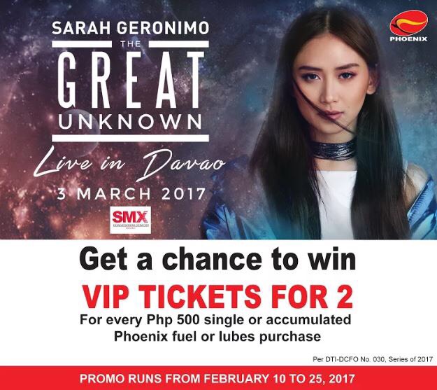 Phoenix Gives Away VIP Tickets To Sarah Geronimo Concert in Davao