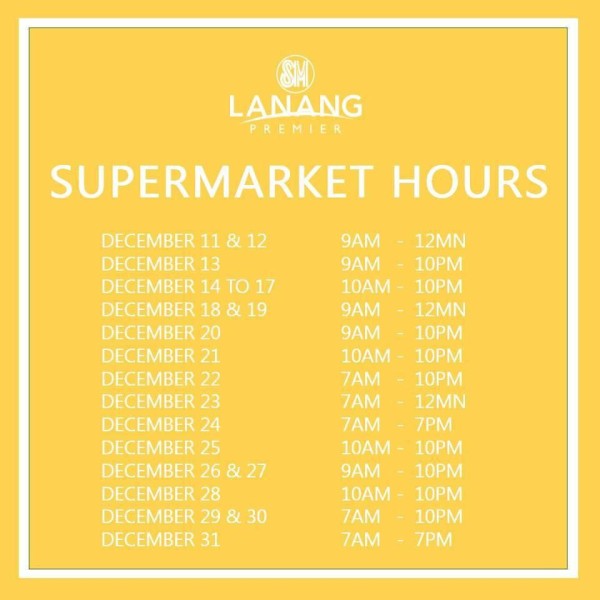 christmas mall hours 2015 sm lanang premier