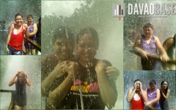 Chito and Leah under Tinuy-an Falls with Mamu, Auntie Merly and cousin Nica