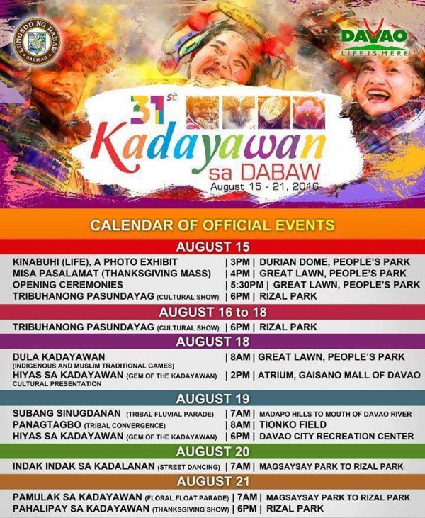 updated Kadayawan schedule